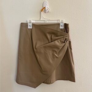 Mango Taupe Draped Mini Faux Mini Skirt in Size XS